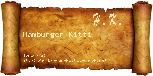 Hamburger Kitti névjegykártya